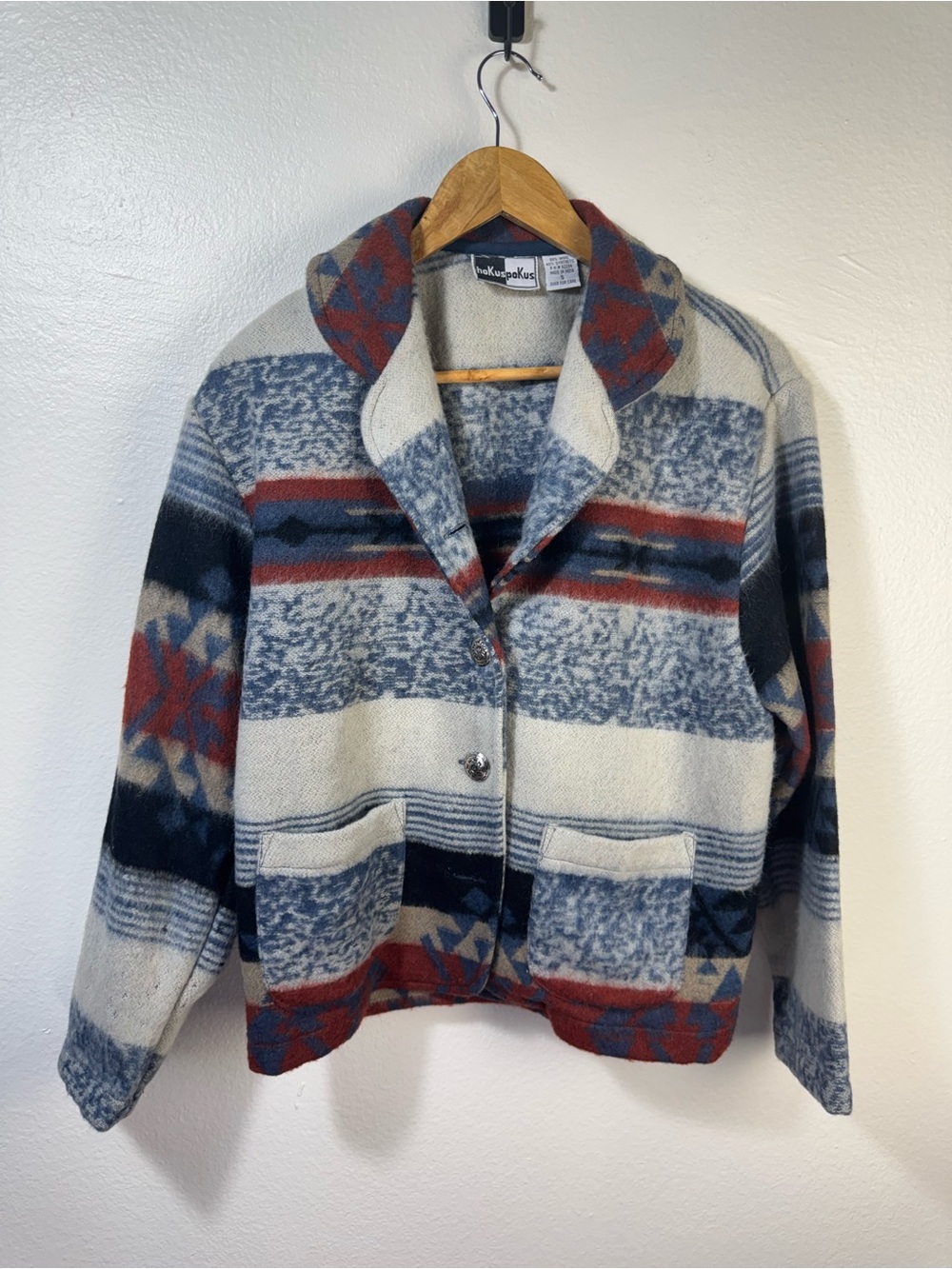 Hokus Pokus Southwestern Wool Blend Blanket Jacket Small NWOT